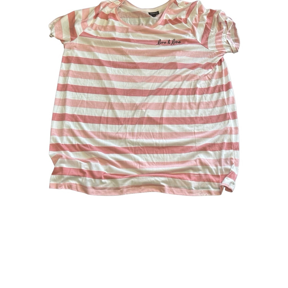 Torrid Pink and White Striped Short Sleeve Top -Size 3
